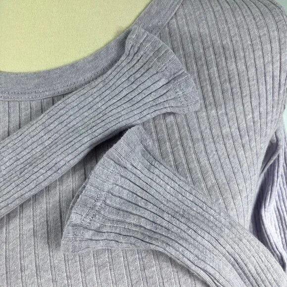 Enza Costa Light Pink Rib Long Sleeve Shirt Medium Cotton Cashmere Sweater S XS - Picture 5 of 13